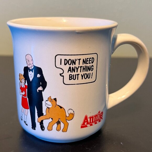 Set of 2 Vintage 1980s Little Orphan Annie, Daddy Warbucks and Dog Sandy Mugs - Picture 5 of 11